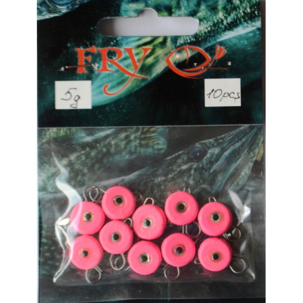 Вантаж вухатий для риболовлі, таблетка (ексцентрик) колір Silvereyes Pink, 10шт в уп., вага 5г